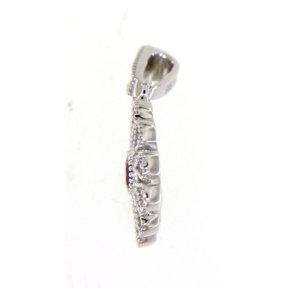 Real Diamond Floral Style Ruby Gemstone Pendant - Picture 2 of 6